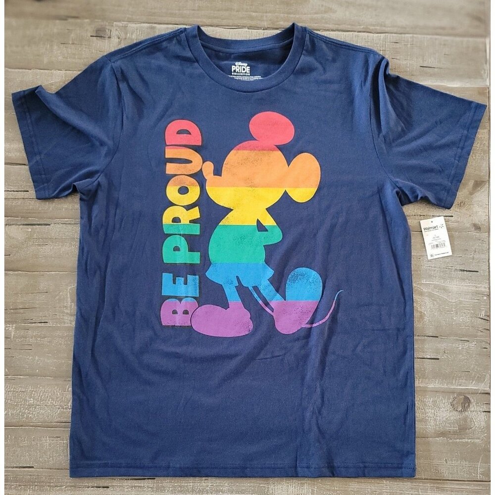 Disney Pride Collection Men's Mickey‎ Mouse Shirt  Navy Large "Be Proud" NWT